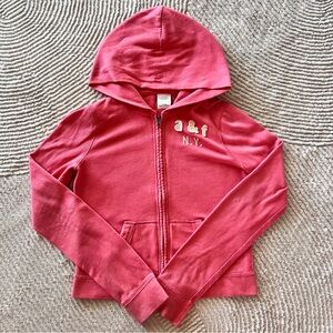 Vintage Y2K Abercrombie Kids Zip Up Hoodie Sweatshirt XL Pink a&f N.Y. Logo